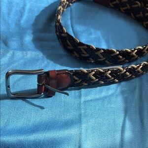 Men's Woven Leather Belt - Brown and Tan